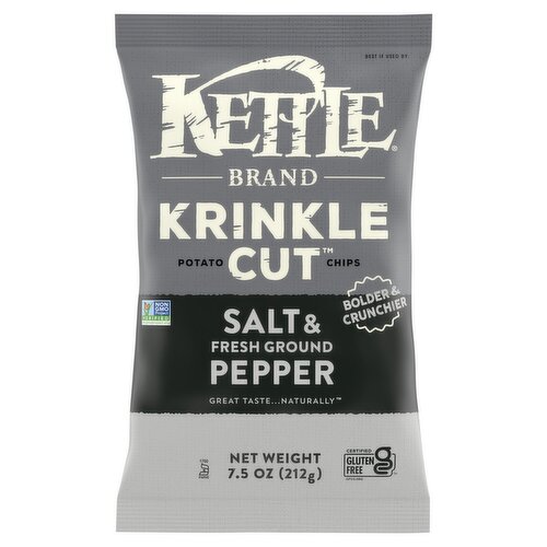 Kettle Brand Krinkle Cut Salt & Fresh Ground Pepper Potato Chips, 7.5 oz