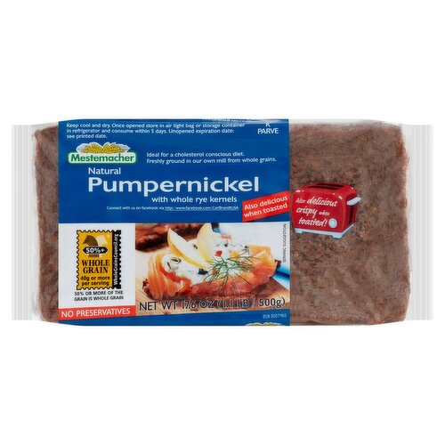 Mestemacher Natural Pumpernickel with Whole Rye Kernels, 17.6 oz