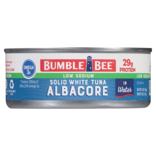 Bumble Bee Low Sodium Solid White Albacore Tuna in Water, 5 oz