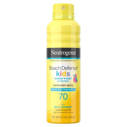 Neutrogena Beach Defense Kids Water + Sun Protection Broad Spectrum Sunscreen Spray, SPF 70, 6.5 oz