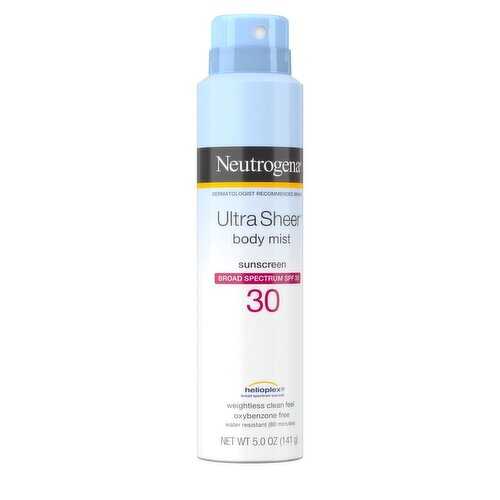 Neutrogena Ultra Sheer Broad Spectrum Body Mist Sunscreen, SPF 30, 5.0 oz