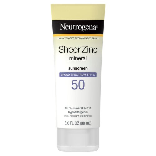 Neutrogena Sheer Zinc Mineral Broad Spectrum Sunscreen, SPF 50, 3.0 fl oz