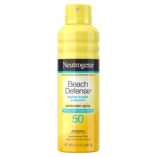 Neutrogena Beach Defense Water + Sun Protection Broad Spectrum Sunscreen Spray, SPF 50, 6.5 oz