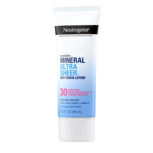 Neutrogena Purescreen Mineral Ultra Sheer Broad Spectrum Dry-Touch Lotion, SPF 30, 3.0 fl oz