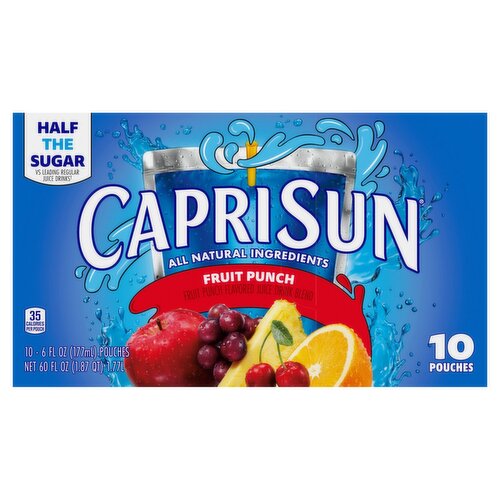 Capri Sun Fruit Punch Flavored Juice Drink Blend, 6 fl oz, 10 count