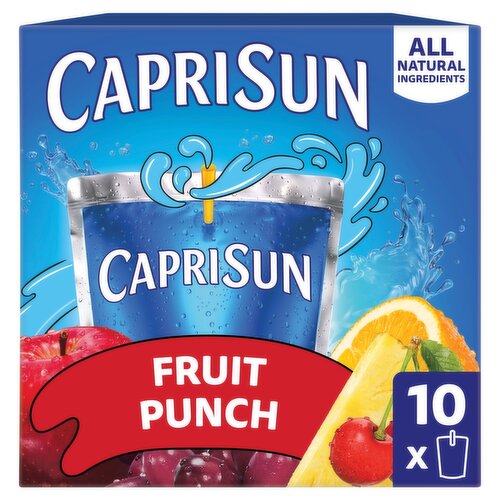 Capri Sun Fruit Punch Flavored Juice Drink Blend, 6 fl oz, 10 count