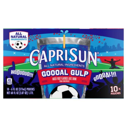 Capri Sun Gooal Gulp Mixed Fruit Flavored Juice Drink, 6 fl oz, 10 count