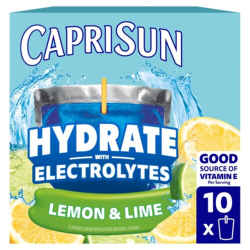 Capri Sun Hydrate Lemon & Lime with Electrolytes Drink, 6 fl oz, 10 count