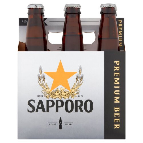 Sapporo Premium Beer, 12 fl oz, 6 count