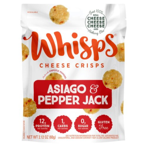 Whisps Asiago & Pepper Jack Cheese Crisps, 2.12 oz