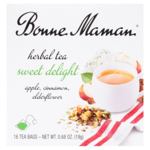 Bonne Maman Sweet Delight Apple, Cinnamon, Elderflower Herbal Tea, 16 count, 0.68 oz