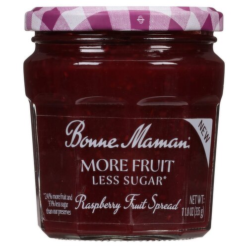 Bonne Maman Less Sugar Raspberry Fruit Spread, 11.8 oz