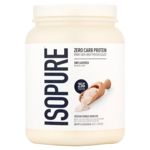 Isopure Unflavored Zero Carb Protein Powder Drink Mix, 14.32 oz