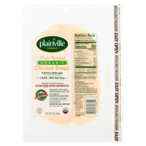 Plainville Farms Oven Roasted Organic Chicken Breast, 6 oz