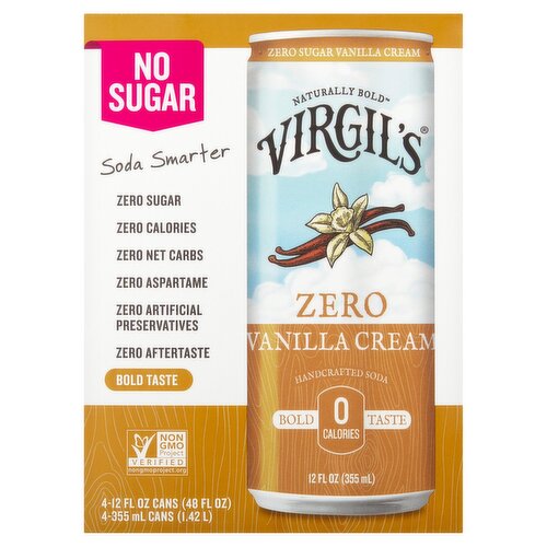 Virgil's Zero Sugar Vanilla Cream Soda, 12 fl oz, 4 count