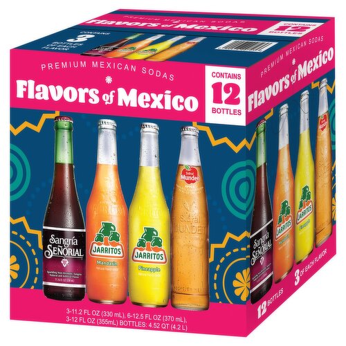 Flavors of Mexico Premium Mexican Sodas, 12 count, 4.52 qt