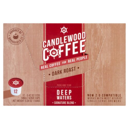 Candlewood Coffee Deep Waters Signature Blend Dark Roast Coffee, 0.42 oz, 12 count