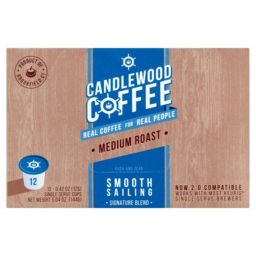 Candlewood Coffee Medium Roast Smooth Sailing Single Serve Cups, 12 count, 0.42 oz