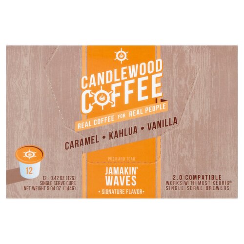 Candlewood Coffee Jamakin' Waves Caramel Kahlua Vanilla Arabica Coffee, 0.42 oz, 12 count