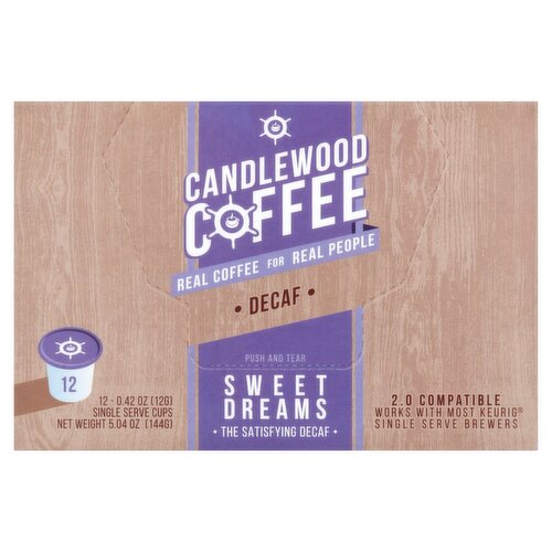 Candlewood Coffee Sweet Dreams The Satisfying Decaf Coffee, 0.42 oz, 12 count