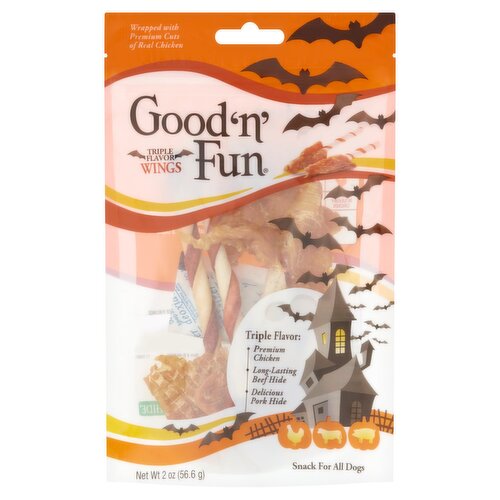 Good 'n' Fun Triple Flavor Wings Snack for All Dogs, 2 oz