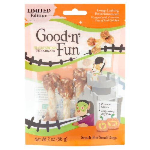 Good 'n' Fun Frankenbones with Chicken Snack for Small Dogs Limited Edition, 4 count, 2 oz