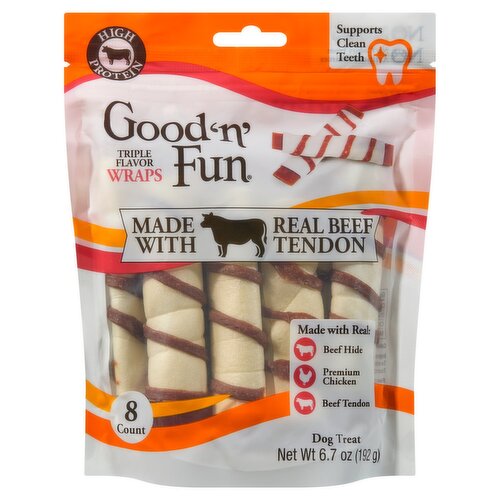 Good'n' Fun Triple Flavor Wraps Dog Treat, 8 Count, 6.7 oz