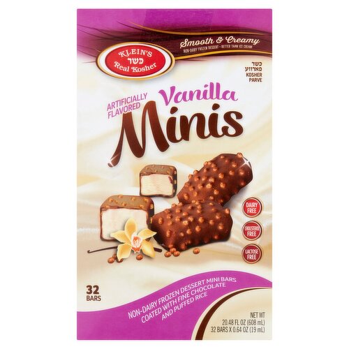 Klein's Real Kosher Vanilla Minis Non-Dairy Frozen Dessert, 0.64 oz, 32 count