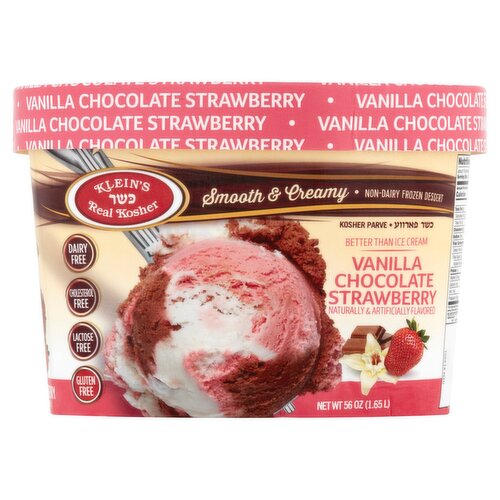 Klein's Real Kosher Vanilla Chocolate Strawberry Non-Dairy Frozen Dessert, 56 oz