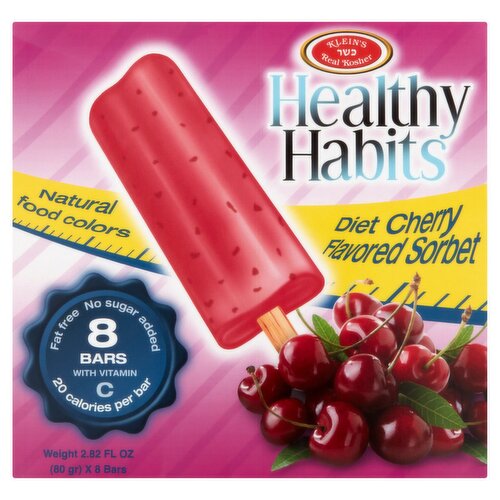 Klein's Real Kosher Healthy Habits Diet Cherry Flavored Sorbet Bars, 2.82 fl oz, 8 count