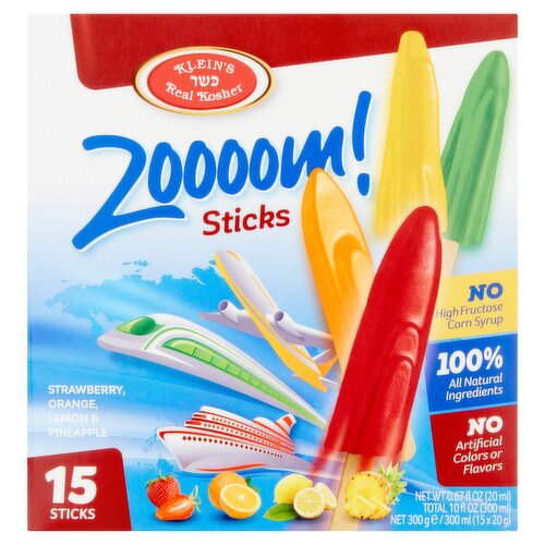Klein's Real Kosher Zoooom! Sticks, 0.67 fl oz, 15 counts