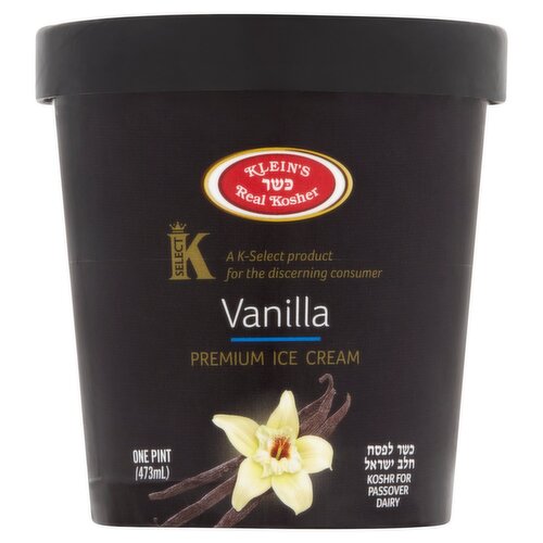 Klein's Real Kosher Vanilla Premium Ice Cream, 1 pint