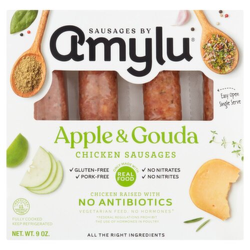 Amylu Apple & Gouda Chicken Sausages, 9 oz