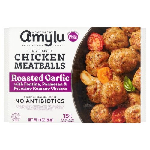 Amylu Roasted Garlic Chicken Meatballs, 10 oz