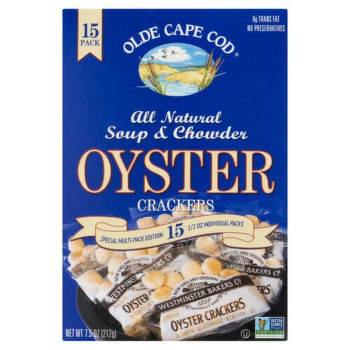 Olde Cape Cod All Natural Soup & Chowder Oyster Crackers Multi-Pack Edition, 1/2 oz, 15 packs