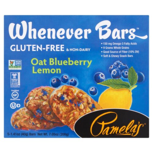 Pamela's Whenever Bars Oat Blueberry Lemon Bars, 1.41 oz, 5 count