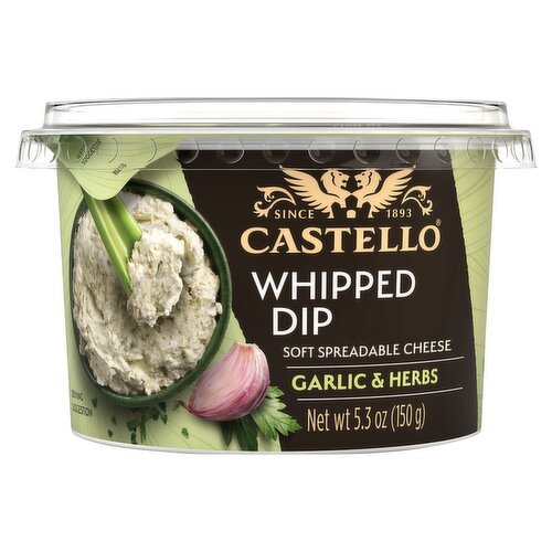 Castello Garlic & Herbs Soft Spreadable Cheese Whipped Dip, 5.3 oz