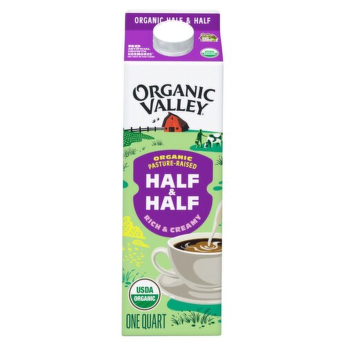 Organic Valley Organic Half & Half Real Milk & Cream, one quart