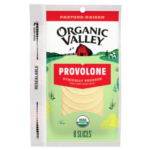 Organic Valley Non-Smoked Provolone Cheese, 8 count, 6 oz
