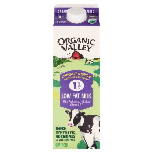 Organic Valley 1% Low Fat Milk, 1 quart