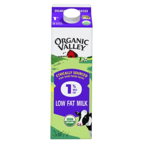 Organic Valley 1% Low Fat Milk, one quart