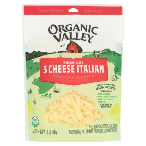 Organic Valley Thick Cut 3 Cheese Italian, 6 oz
