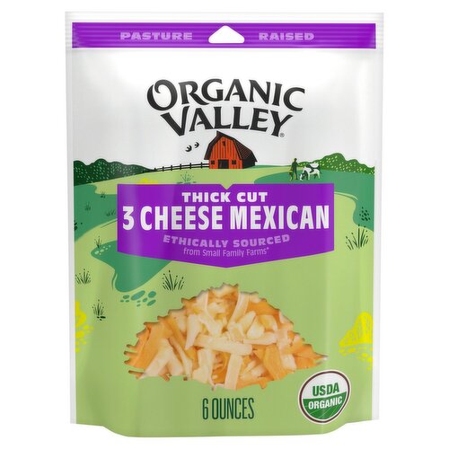 Organic Valley Thick Cut 3 Cheese Mexican, 6 oz