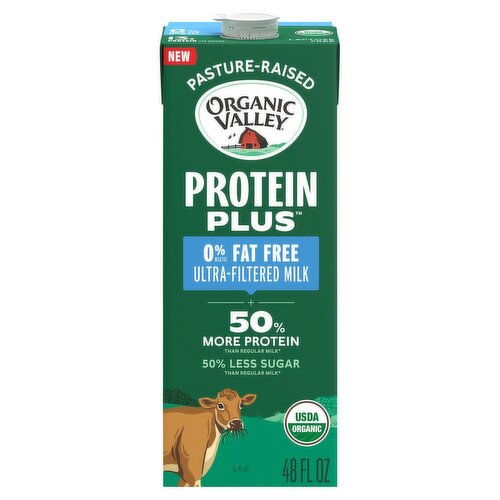 Organic Valley Protein Plus 0% Fat Free Ultra-Filtered Milk, 48 fl oz