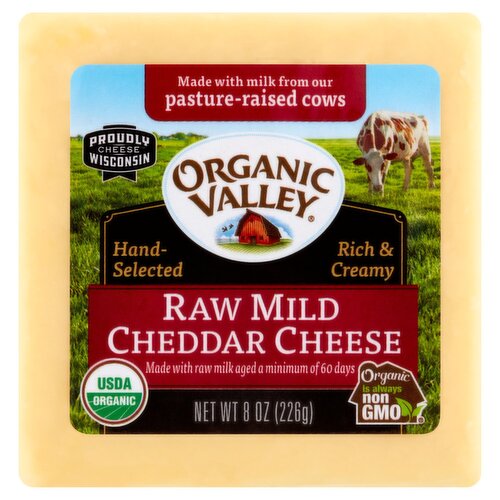 Organic Valley Raw Mild Cheddar Cheese, 8 oz