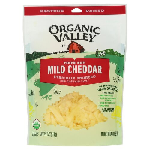 Organic Valley Thick Cut Mild Cheddar Cheese, 6 oz
