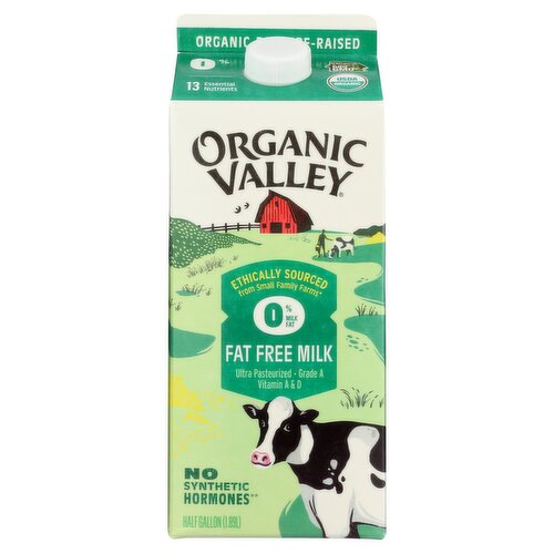 Organic Valley Fat Free Milk, half gallon