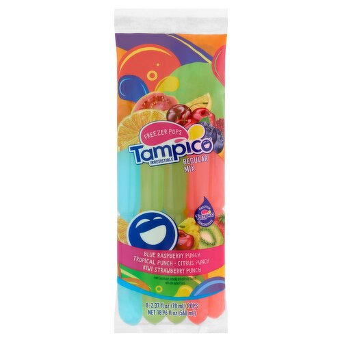 Tampico Irresistible Freezer Pops Regular Mix, 2.37 fl oz, 8 count