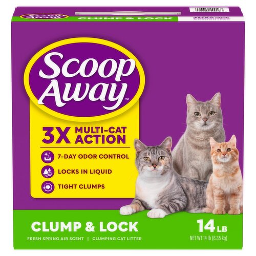 Scoop Away Clump & Lock Fresh Spring Air Scent Clumping Cat Litter, 14 lb