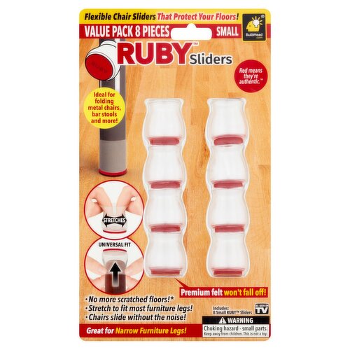 BulbHead Ruby Flexible Chair Sliders Value Pack, Small, 8 count